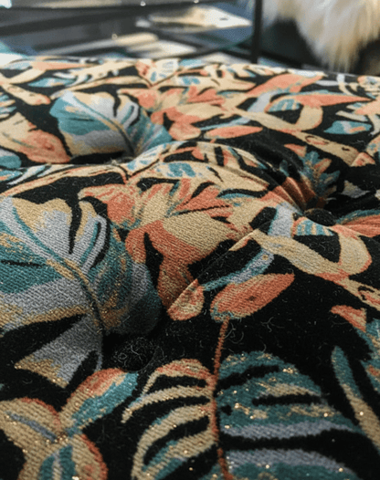 PREMIUM Ottoman with Storage | Patterned Floral Footstool Pouffe| Dark Leaf coffee Table - ISTOOLS