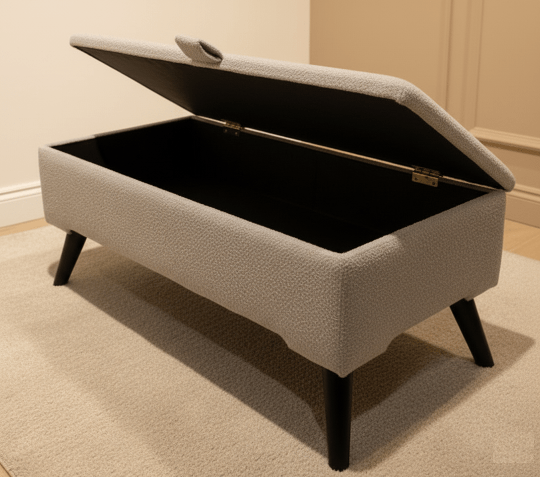 PREMIUM pale grey storage Bench seat coffee table - ISTOOLS