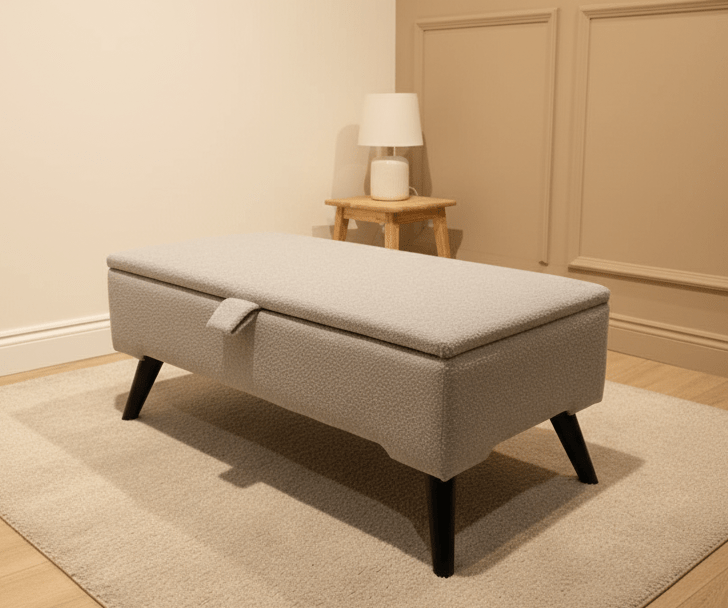 PREMIUM pale grey storage Bench seat coffee table - ISTOOLS