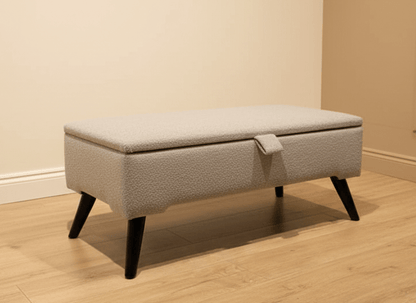 Multi-purpose coffee table and storage bench in pale grey fabric - ISTOOLS