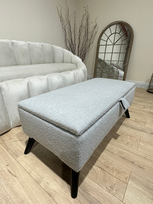 PREMIUM pale grey storage Bench seat coffee table - ISTOOLS