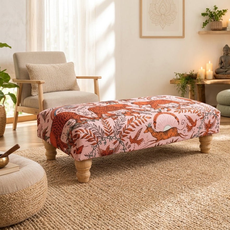Premium Pink Elephant Printed Footstool Pouffe Ottoman – Made to Measure - ISTOOLS