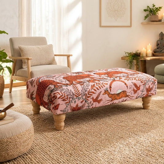 Premium Pink Elephant Printed Footstool Pouffe Ottoman – Made to Measure - ISTOOLS