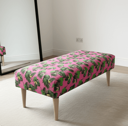 Premium pink floral foostool coffee table, footrest pouffe side table - ISTOOLS