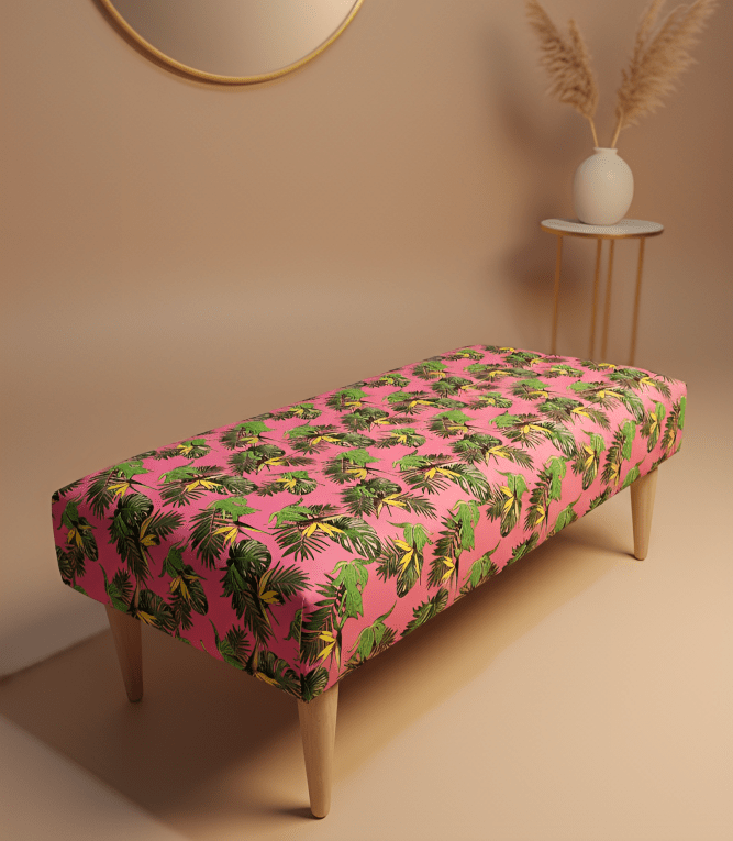 Premium pink floral foostool coffee table, footrest pouffe side table - ISTOOLS