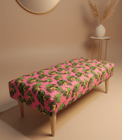 Premium pink floral foostool coffee table, footrest pouffe side table - ISTOOLS