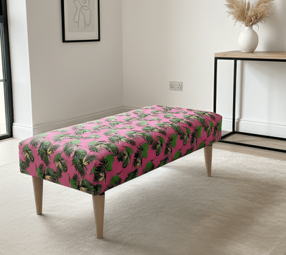 Premium pink floral foostool coffee table, footrest pouffe side table - ISTOOLS