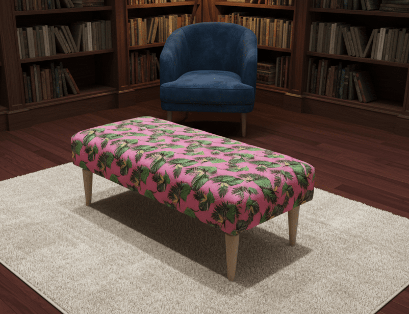 Premium pink floral foostool coffee table, footrest pouffe side table - ISTOOLS