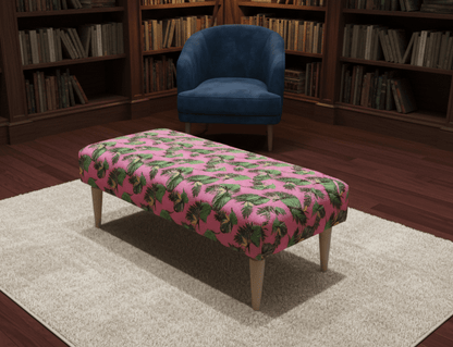 Premium pink floral foostool coffee table, footrest pouffe side table - ISTOOLS