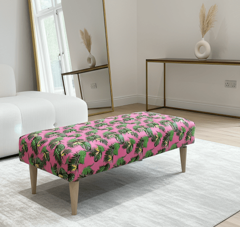 Premium pink floral foostool coffee table, footrest pouffe side table - ISTOOLS