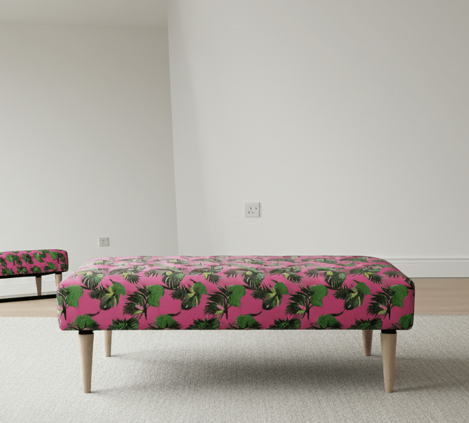 Premium pink floral foostool coffee table, footrest pouffe side table - ISTOOLS