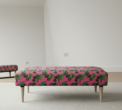 Premium pink floral foostool coffee table, footrest pouffe side table - ISTOOLS