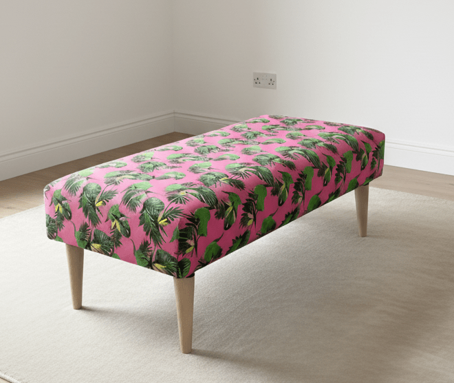 Premium pink floral foostool coffee table, footrest pouffe side table - ISTOOLS