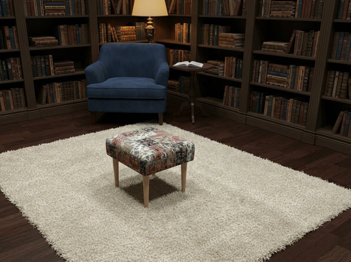 Premium Printed Pattern Fabric Footstool Ottoman – Multi - Functional Pouffe Footrest & Table - ISTOOLS