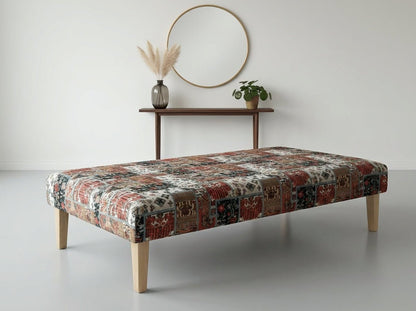 Premium Printed Pattern Fabric Footstool Ottoman – Multi - Functional Pouffe Footrest & Table - ISTOOLS