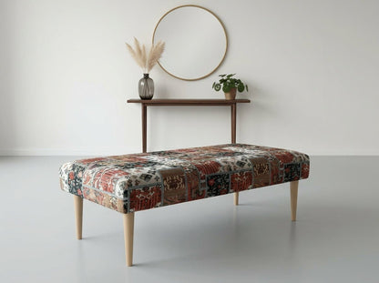 Premium Printed Pattern Fabric Footstool Ottoman – Multi - Functional Pouffe Footrest & Table - ISTOOLS