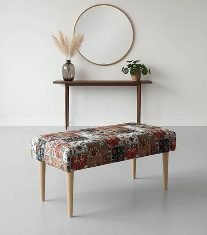 Premium Printed Pattern Fabric Footstool Ottoman – Multi - Functional Pouffe Footrest & Table - ISTOOLS