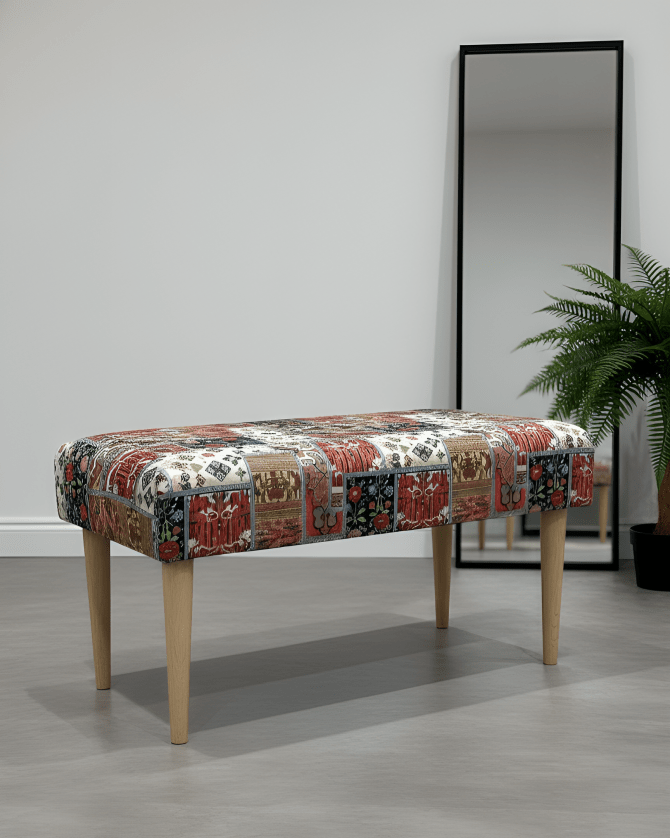 PREMIUM PRINTED PATTERN FABRIC FOOTSTOOL POUFFE FOOTREST TABLE - ISTOOLS