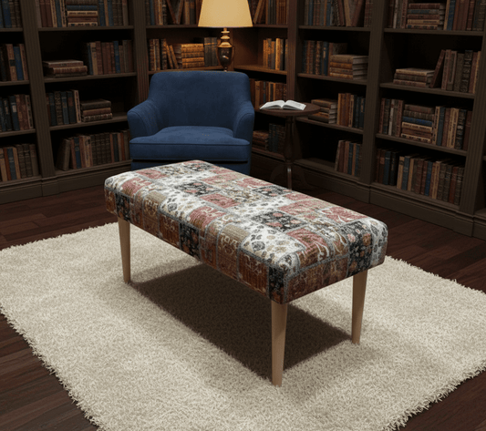 PREMIUM PRINTED PATTERN FABRIC FOOTSTOOL POUFFE FOOTREST TABLE - ISTOOLS