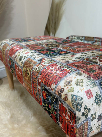 PREMIUM PRINTED PATTERN FABRIC FOOTSTOOL POUFFE FOOTREST TABLE - ISTOOLS