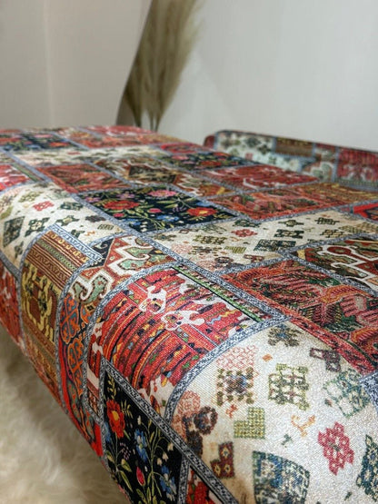 PREMIUM PRINTED PATTERN FABRIC FOOTSTOOL POUFFE FOOTREST TABLE - ISTOOLS