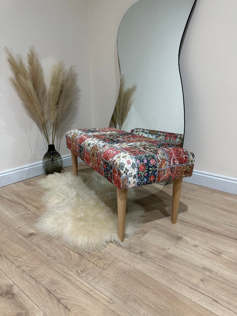 PREMIUM PRINTED PATTERN FABRIC FOOTSTOOL POUFFE FOOTREST TABLE - ISTOOLS