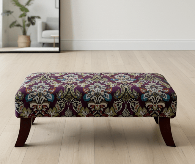 PREMIUM PURPLE FLORAL PREMIUM FABRIC FOOTSTOOL POUFFE FOOTREST TABLE - ISTOOLS