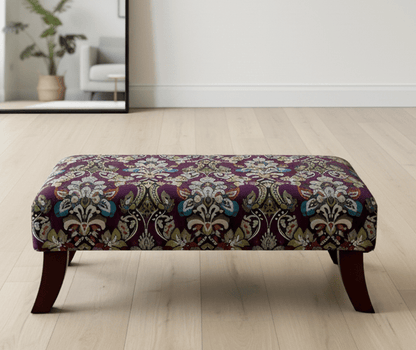 PREMIUM PURPLE FLORAL PREMIUM FABRIC FOOTSTOOL POUFFE FOOTREST TABLE - ISTOOLS