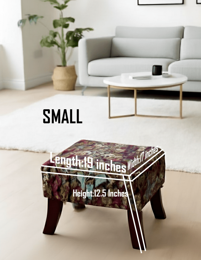 PREMIUM PURPLE FLORAL PREMIUM FABRIC FOOTSTOOL POUFFE FOOTREST TABLE - ISTOOLS