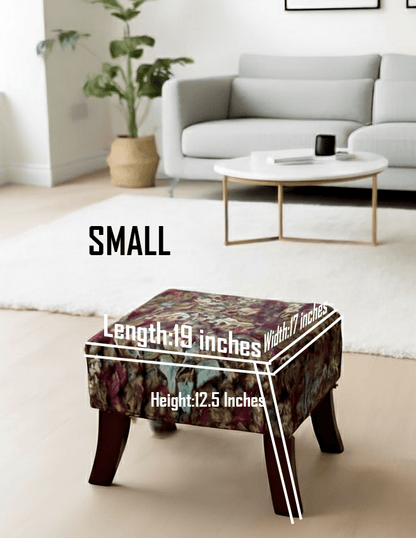 PREMIUM PURPLE FLORAL PREMIUM FABRIC FOOTSTOOL POUFFE FOOTREST TABLE - ISTOOLS