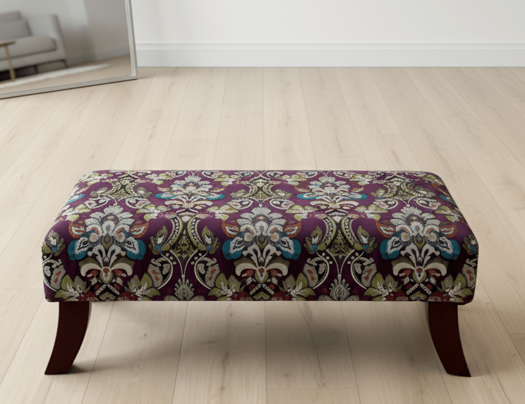PREMIUM PURPLE FLORAL PREMIUM FABRIC FOOTSTOOL POUFFE FOOTREST TABLE - ISTOOLS
