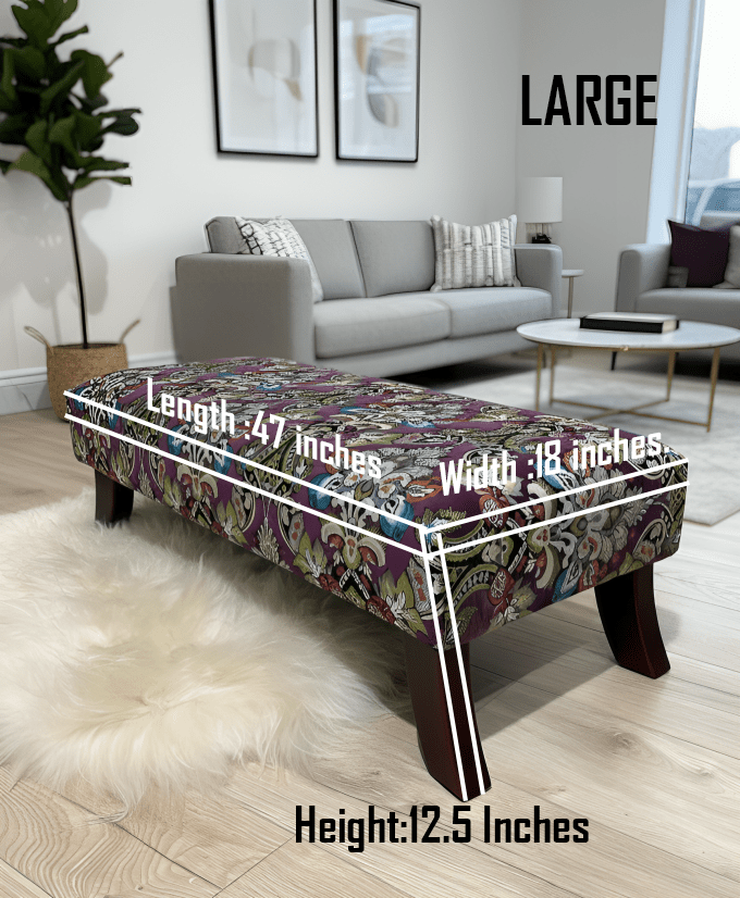 PREMIUM PURPLE FLORAL PREMIUM FABRIC FOOTSTOOL POUFFE FOOTREST TABLE - ISTOOLS