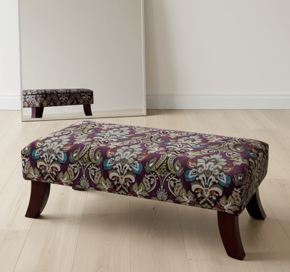 PREMIUM PURPLE FLORAL PREMIUM FABRIC FOOTSTOOL POUFFE FOOTREST TABLE - ISTOOLS