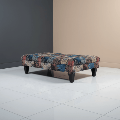 Premium Rectangular Buttoned Coffee Table Footstool Designer Motif UK - ISTOOLS