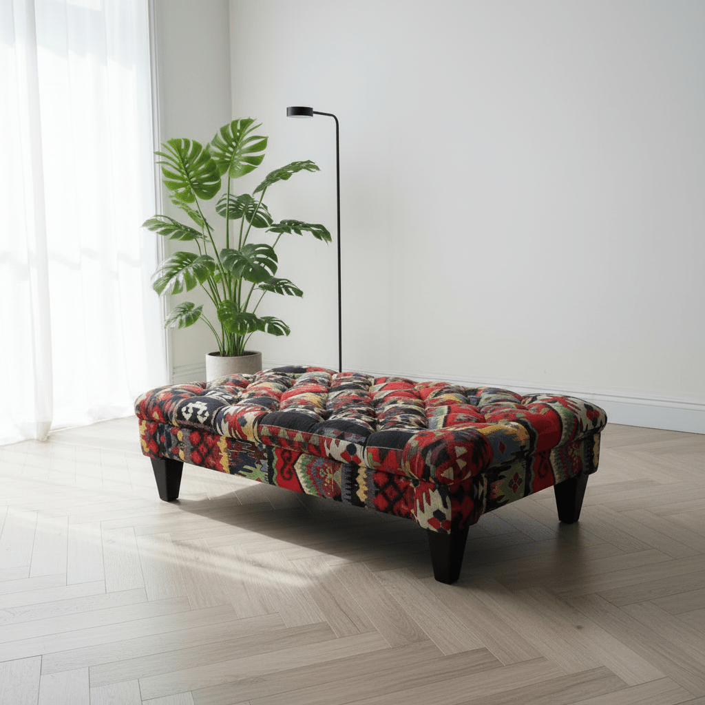Premium Rectangular Coffee Table Pouffe Expressive Aesthetic - ISTOOLS