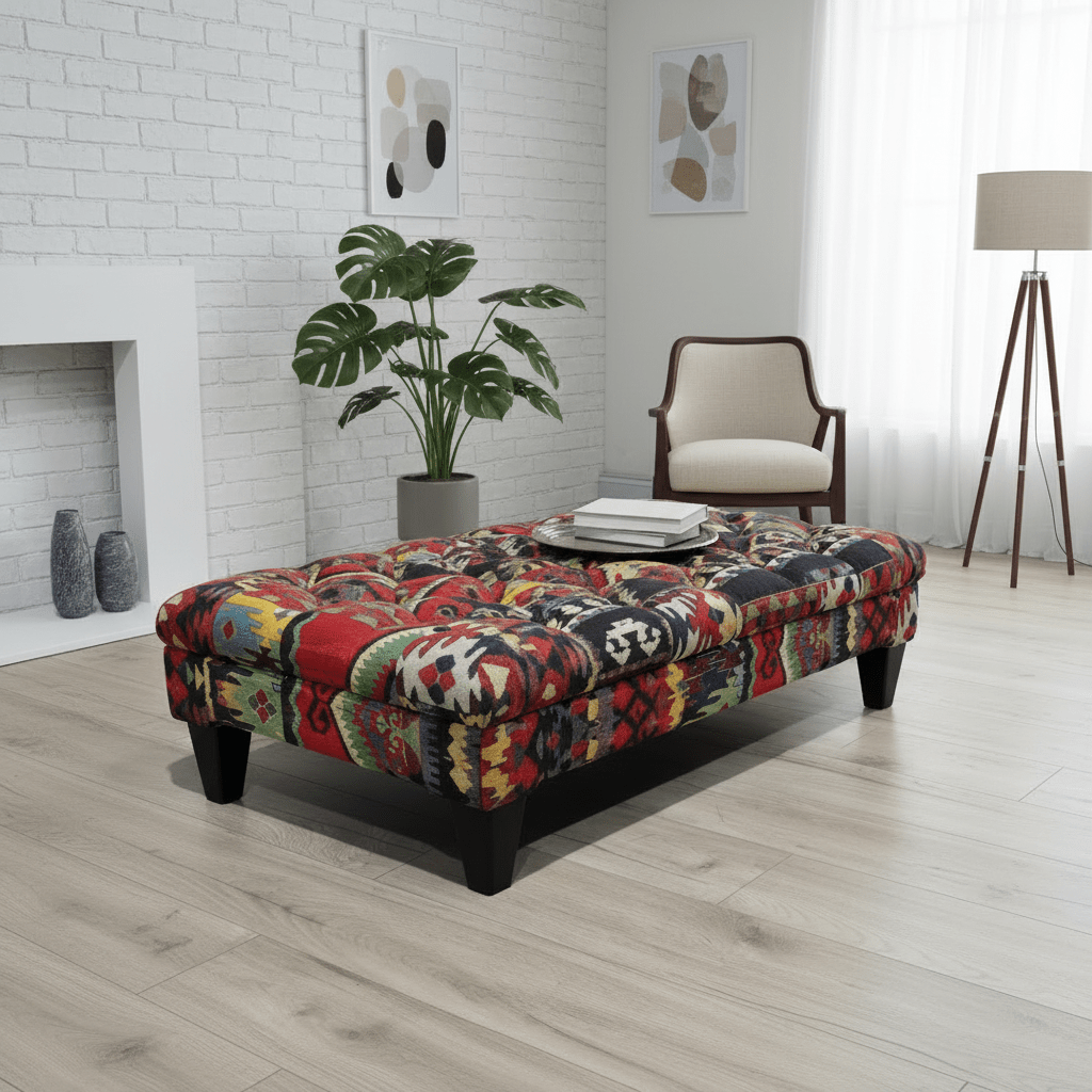 Premium Rectangular Coffee Table Pouffe Expressive Aesthetic - ISTOOLS