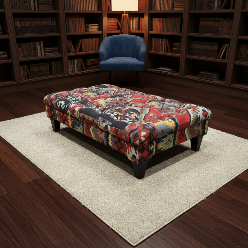 Premium Rectangular Coffee Table Pouffe Expressive Aesthetic - ISTOOLS