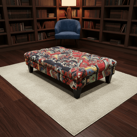 Premium Rectangular Coffee Table Pouffe Expressive Aesthetic - ISTOOLS