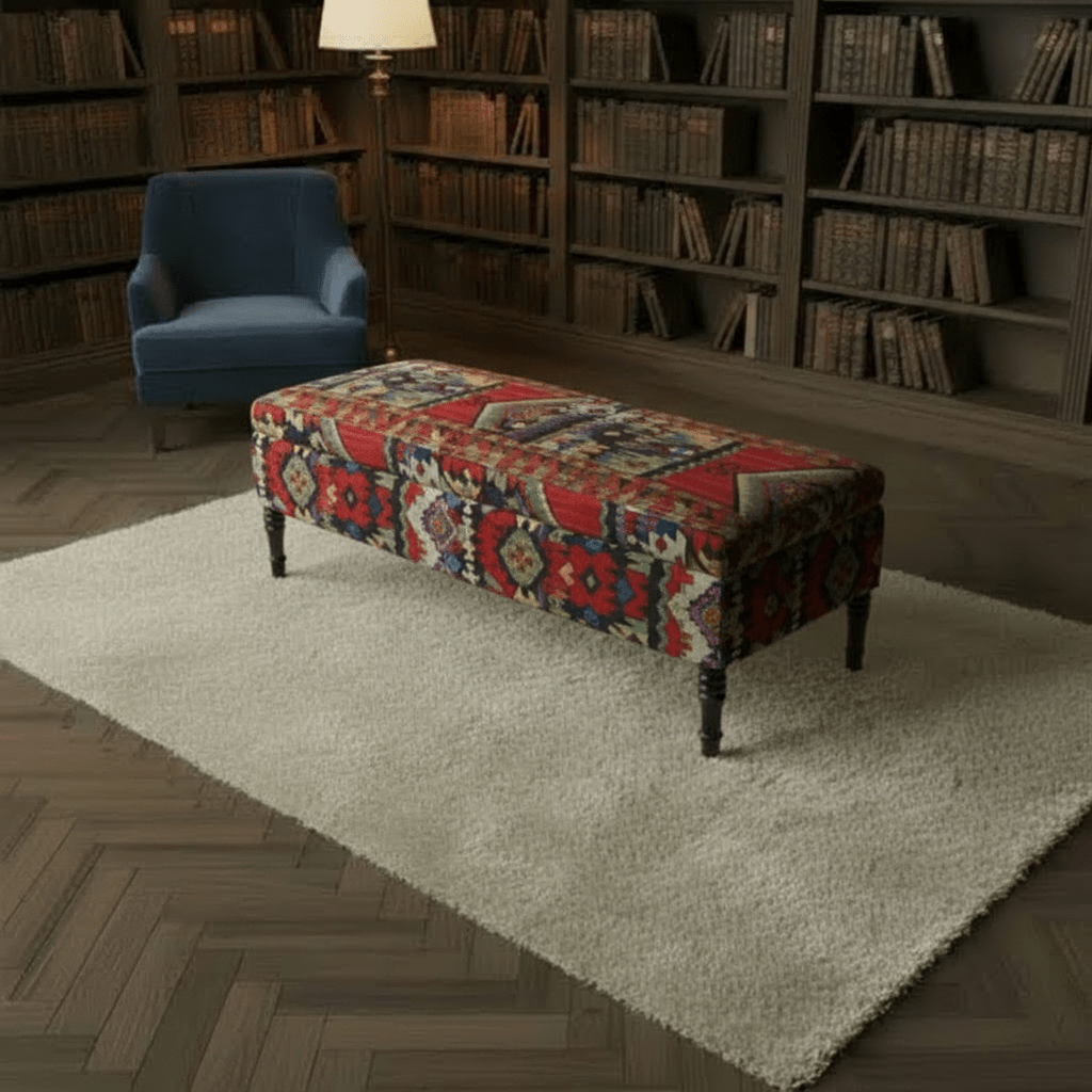Premium Rectangular Coffee Table Pouffe Expressive Aesthetic - ISTOOLS