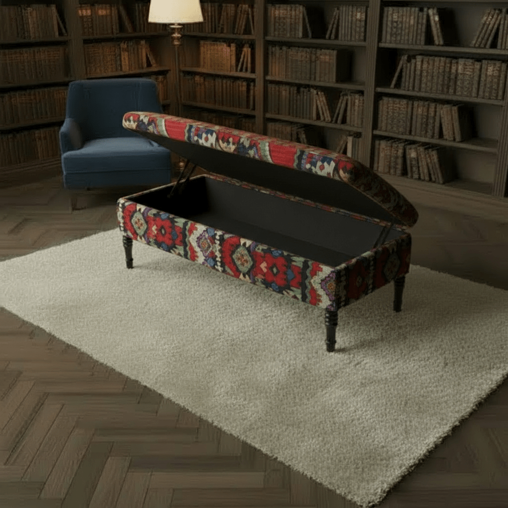 Premium Rectangular Coffee Table Pouffe Expressive Aesthetic - ISTOOLS