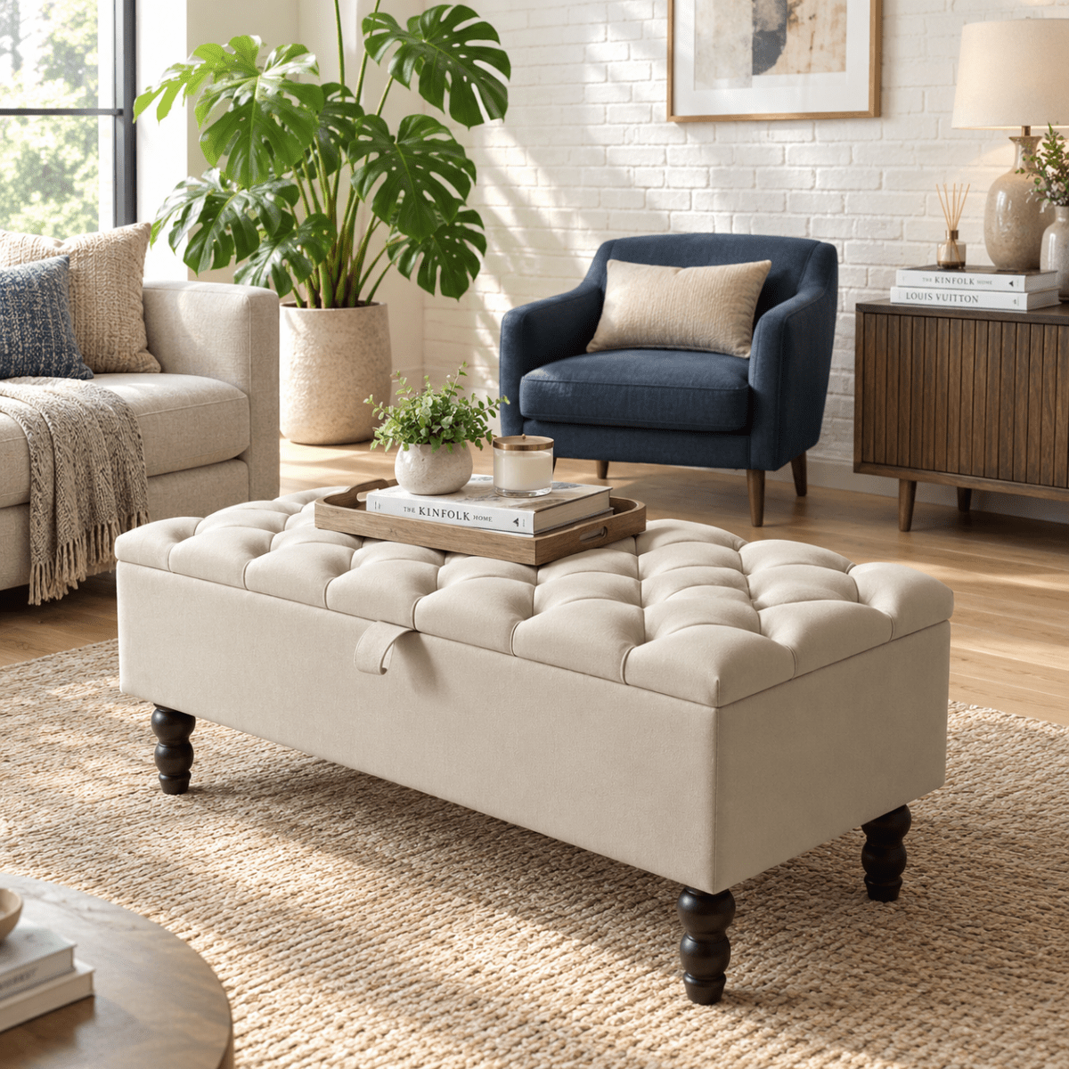 Premium Rectangular Ottoman Storage Bench – Stylish Storage with Comfort - ISTOOLS
