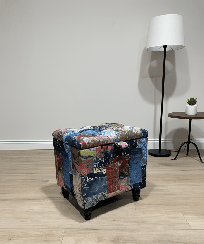 PREMIUM small coffee table Demask multicolour Small chesterfield lid Storage Box - ISTOOLS