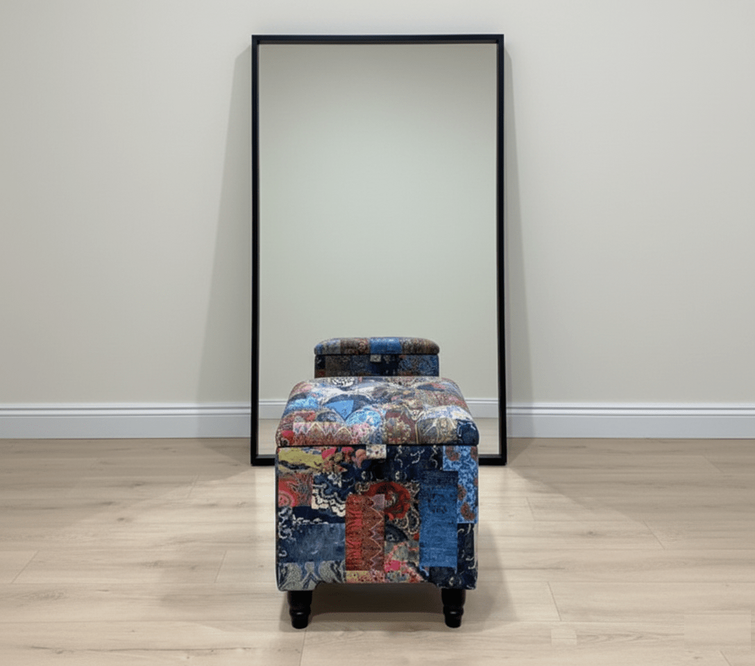 PREMIUM small coffee table Demask multicolour Small chesterfield lid Storage Box - ISTOOLS