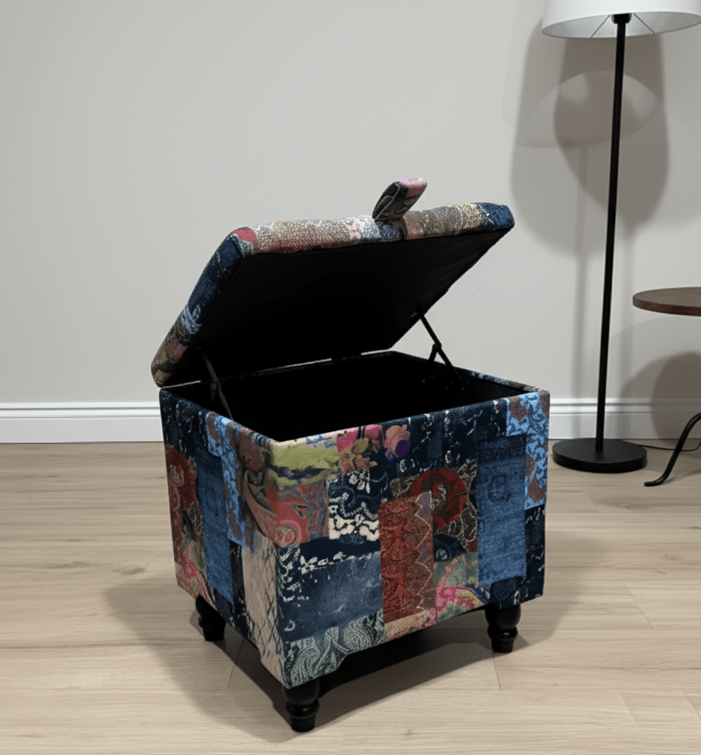 PREMIUM small coffee table Demask multicolour Small chesterfield lid Storage Box - ISTOOLS