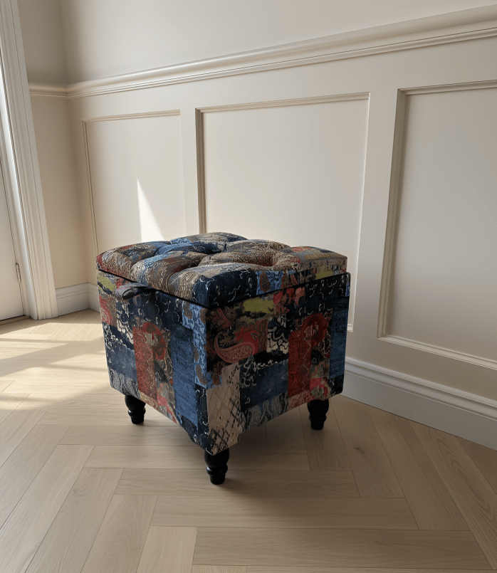 PREMIUM small coffee table Demask multicolour Small chesterfield lid Storage Box - ISTOOLS