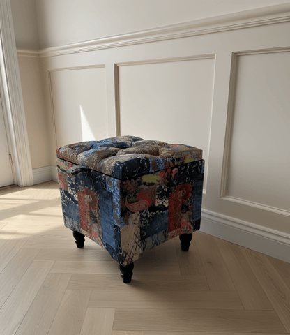 PREMIUM small coffee table Demask multicolour Small chesterfield lid Storage Box - ISTOOLS