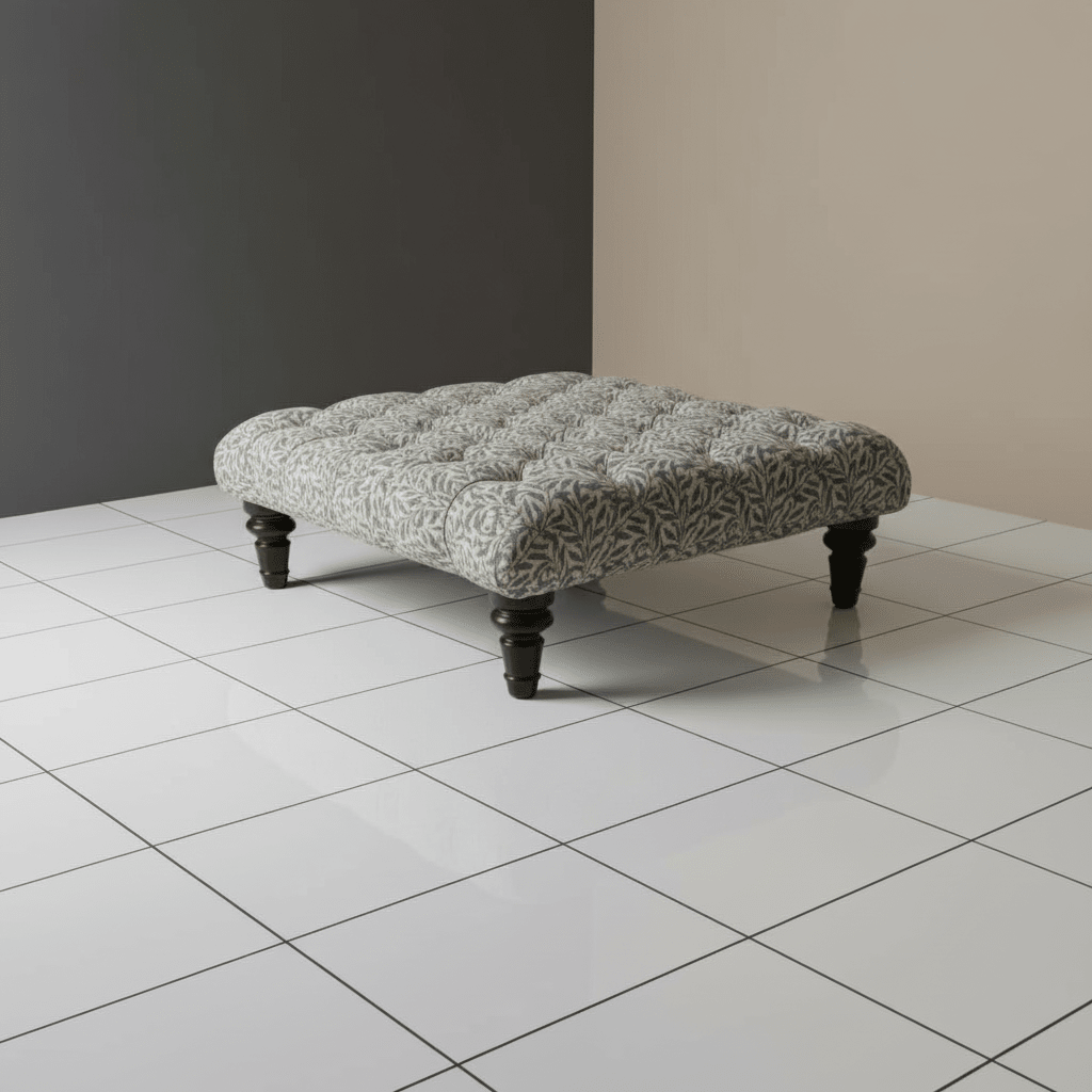 Premium Square Buttoned Coffee Table Footstool UK Designer Motif non - storage - ISTOOLS
