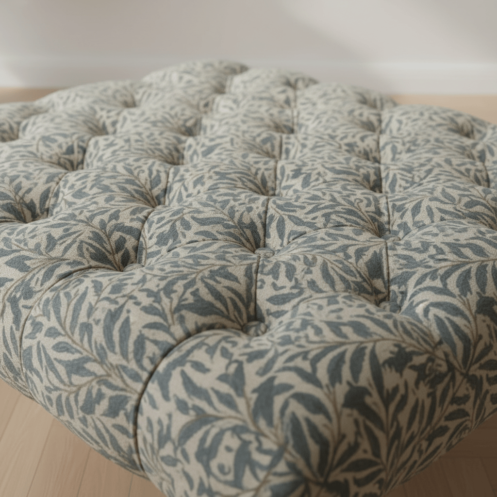 Premium Square Buttoned Coffee Table Footstool UK Designer Motif non - storage - ISTOOLS