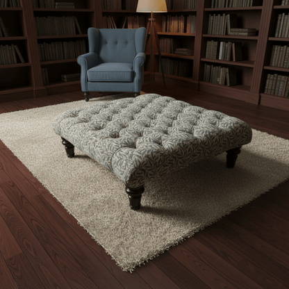 Premium Square Buttoned Coffee Table Footstool UK Designer Motif non - storage - ISTOOLS