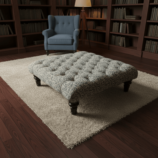 Premium Square Buttoned Coffee Table Footstool UK Designer Motif non - storage - ISTOOLS